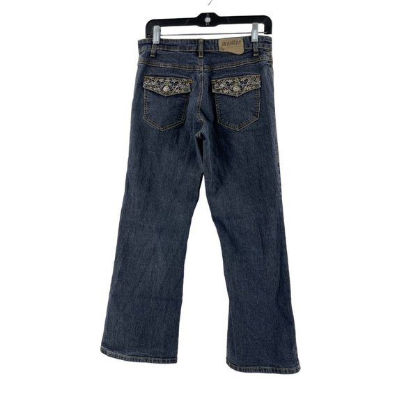 Jean Bay Women's Bootcut Denim Jeans Mid Rise Medium Wash Embroidered Size 6P - Picture 4 of 12